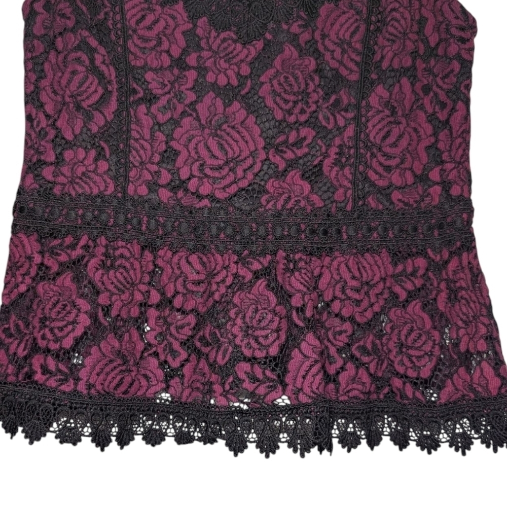 Haute Monde Red and Black Embellished Sleeveless Blouse - Picture 3 of 7